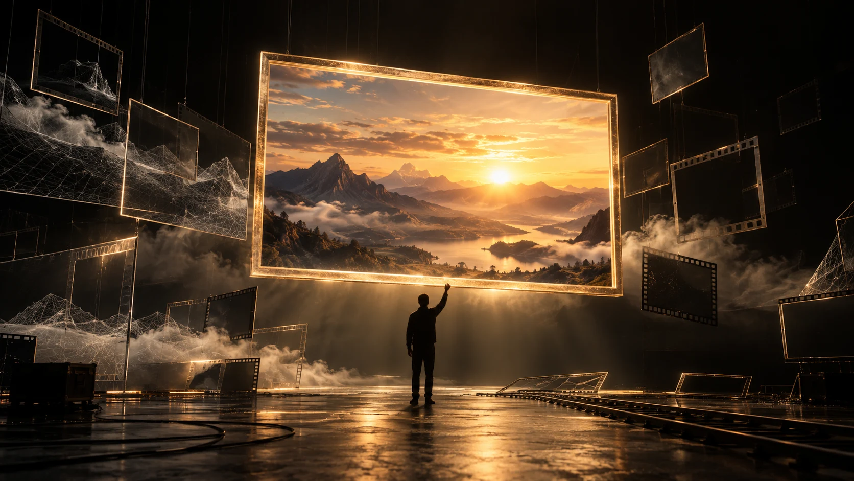 Human vision gives meaning to an AI-generated cinematic frame
